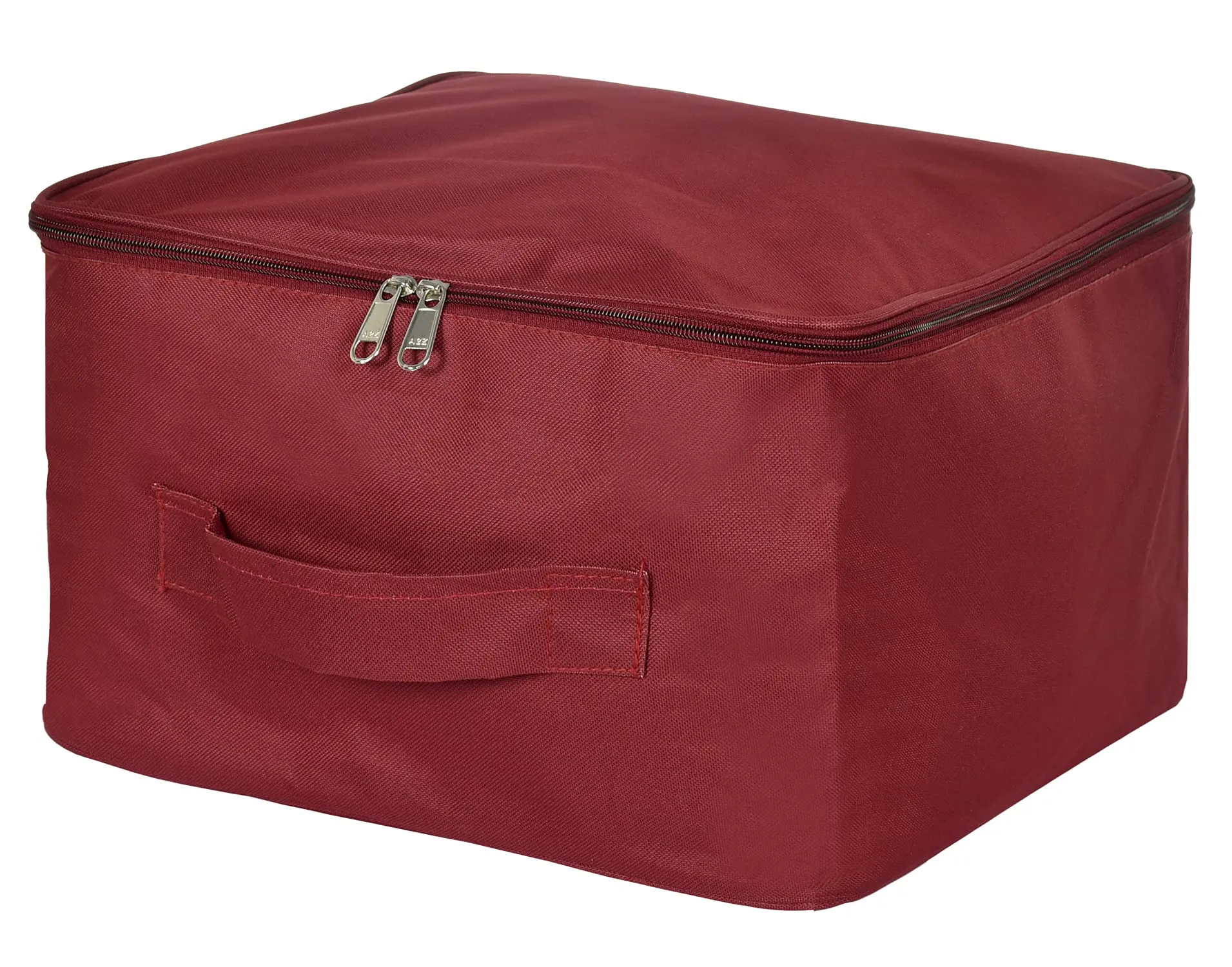 Kuber Industries Small Size Multi-Purpose Water Resistant Foldable Storage Bag with Zipper Closure And Strong Handle (Maroon)-HS_38_KUBMART21322, Pack of 1