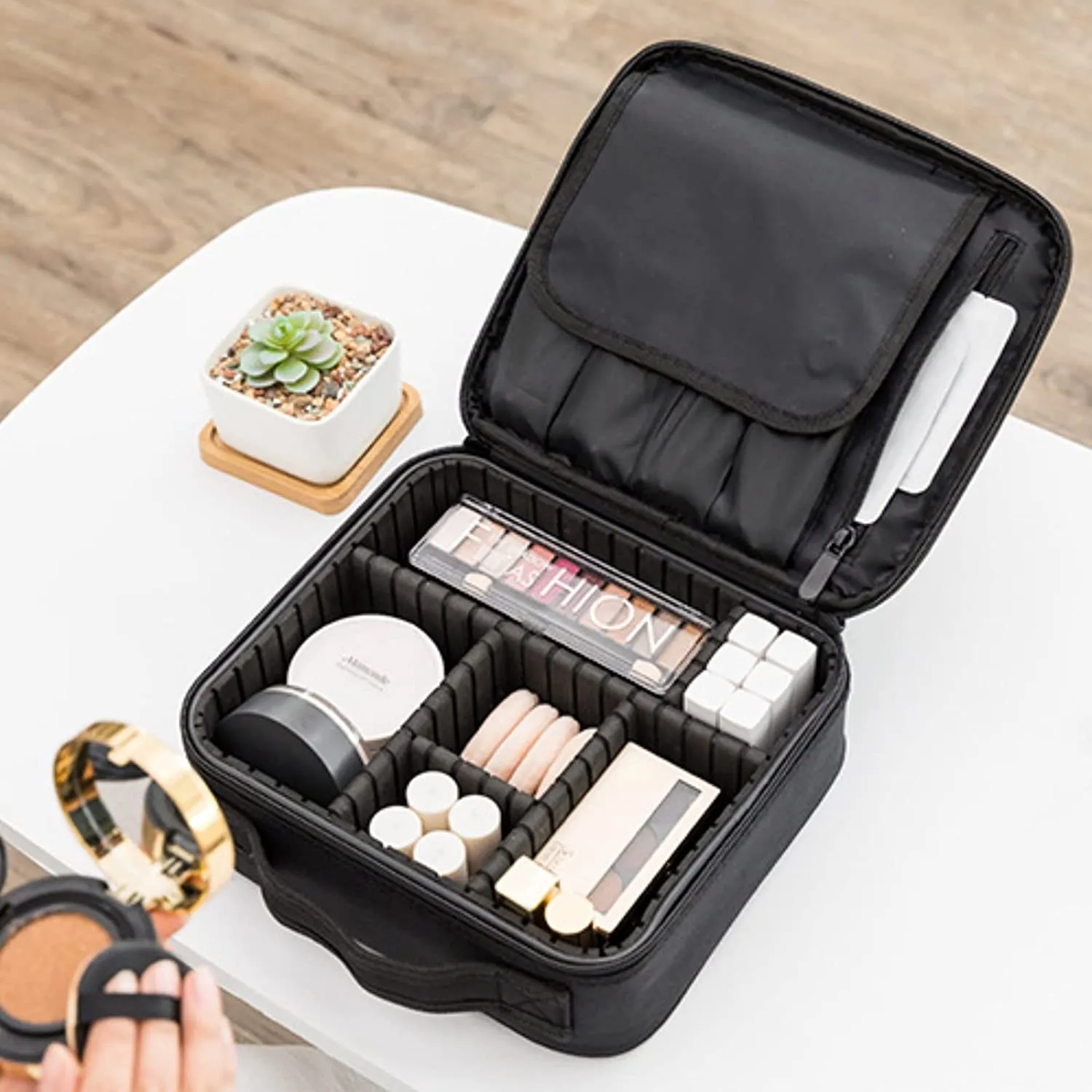 Large Capacity Travel Makeup Bag with Adjustable Dividers