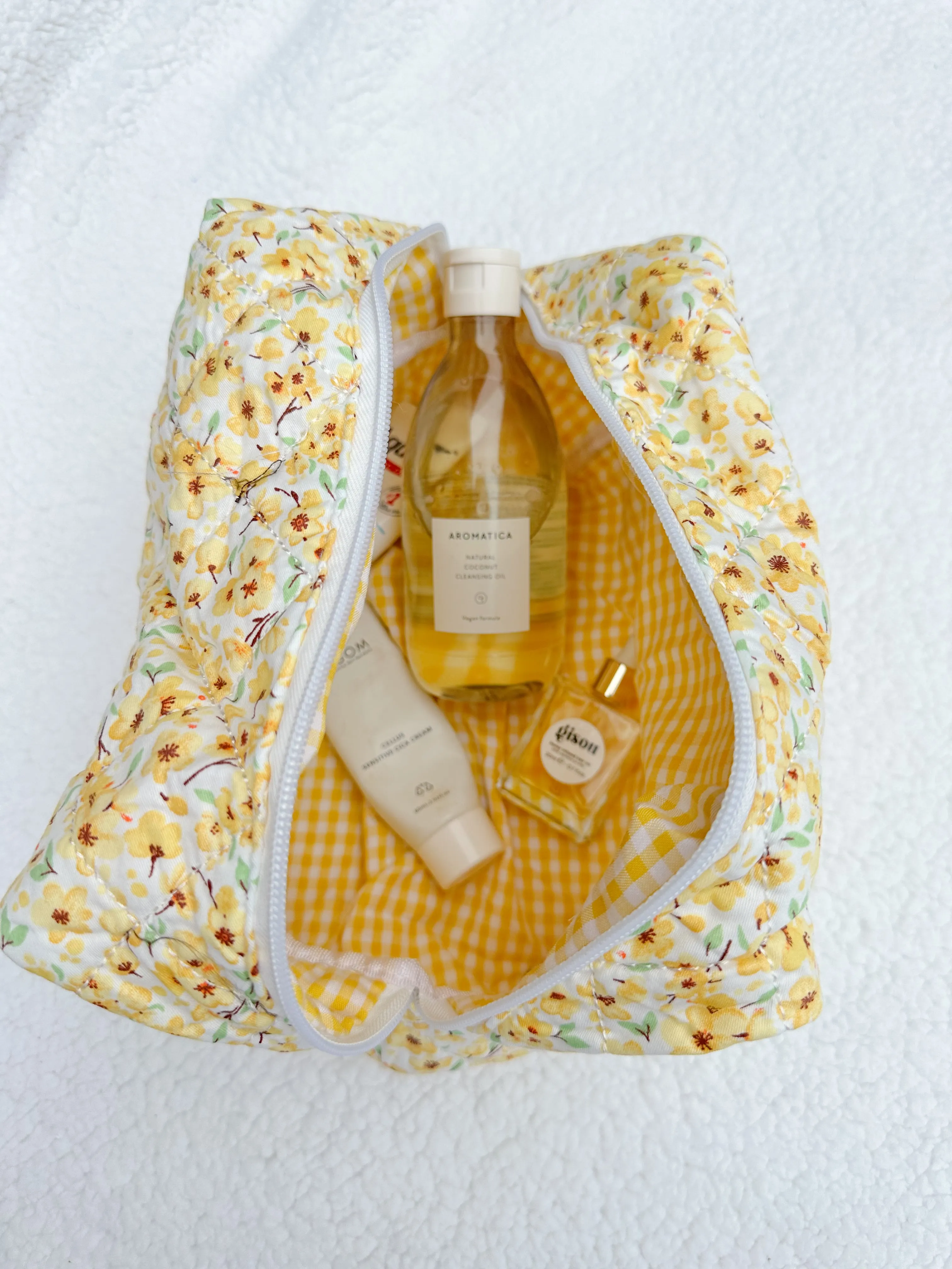 Large Yellow Flower Quilted Handmade Travel Bag