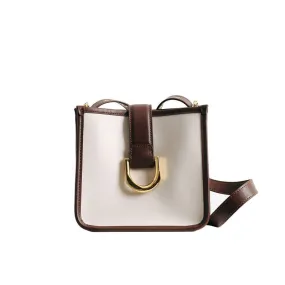 Leather Color-Bloack Cross Body Shoulder Bag