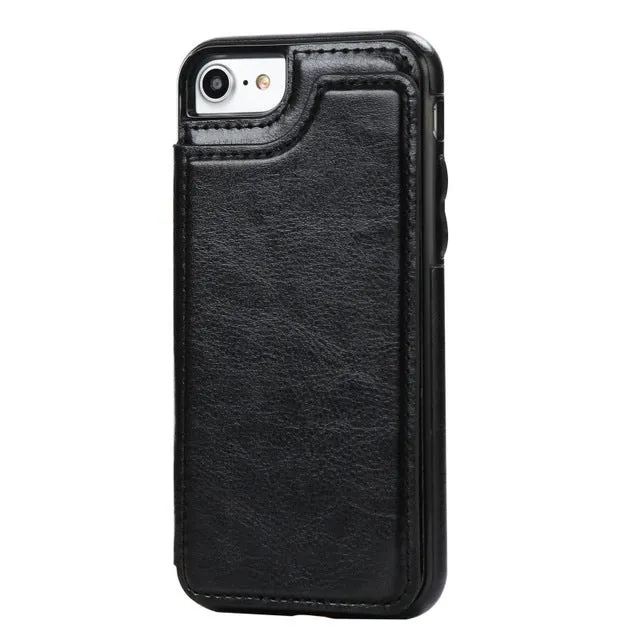 Leather Flip Stand Case for iPhone 6 6s Plus 7 7 Plus Cases Card Slot Holster Buckle Cover for Samsung S7 S7 Edge S8 / Plus Case