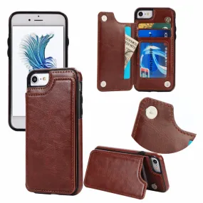 Leather Flip Stand Case for iPhone 6 6s Plus 7 7 Plus Cases Card Slot Holster Buckle Cover for Samsung S7 S7 Edge S8 / Plus Case