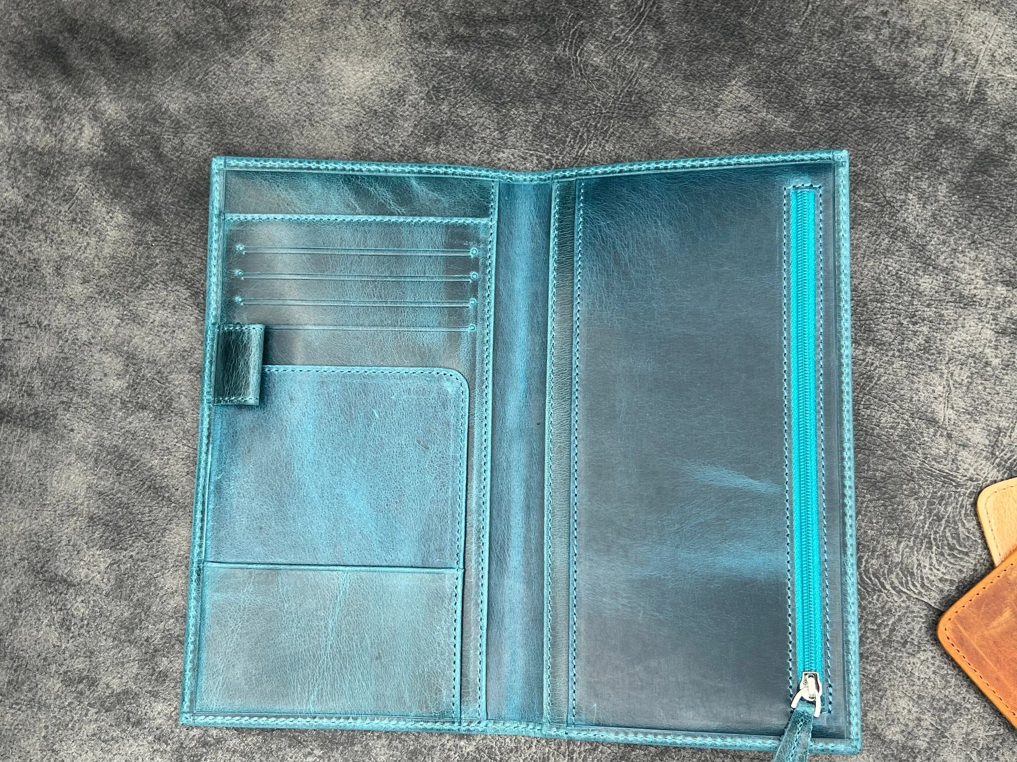 Leather Hobonichi Weeks Mega Cover - C. H. Ocean Blue