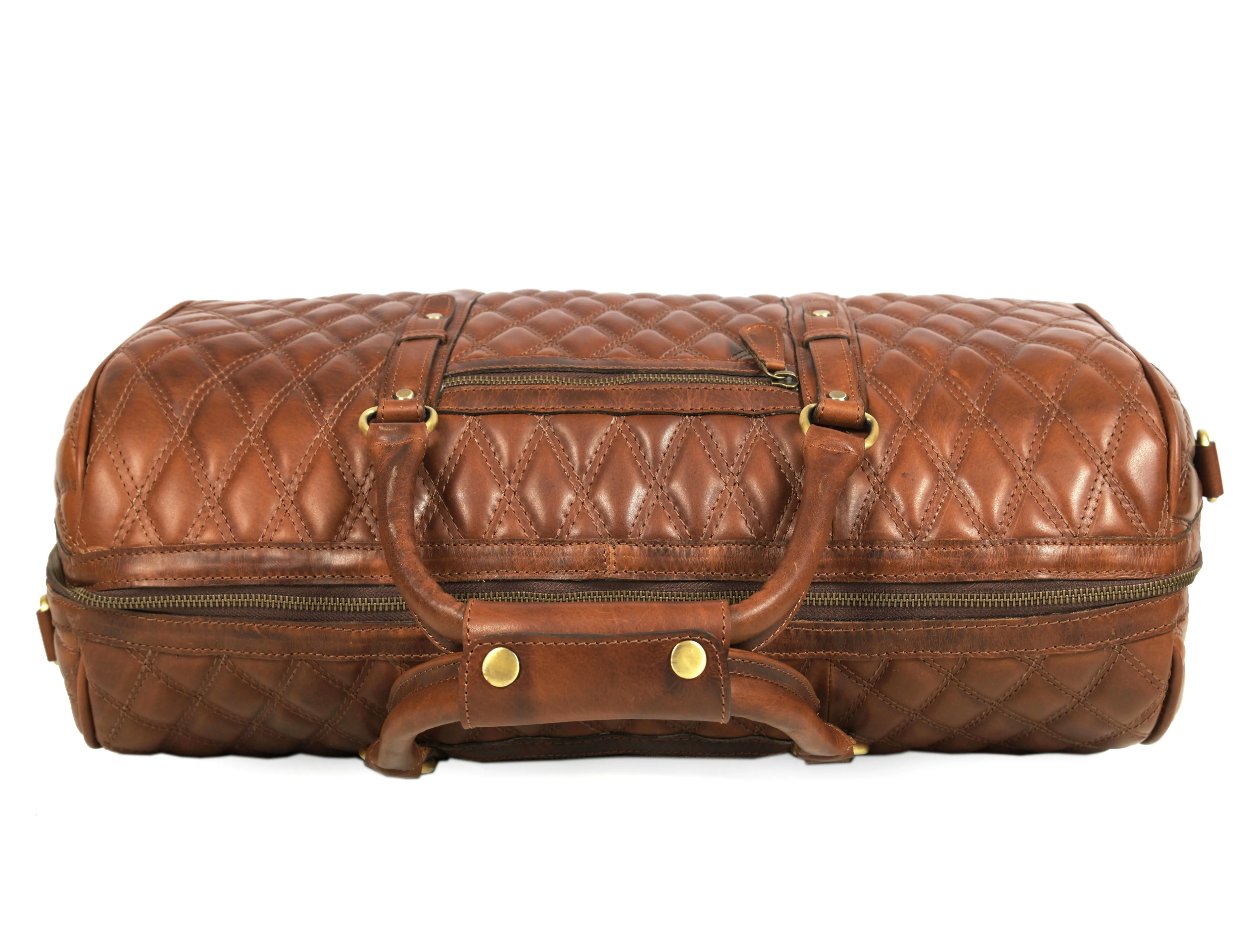 Leather Quilted Travel Duffle Bag