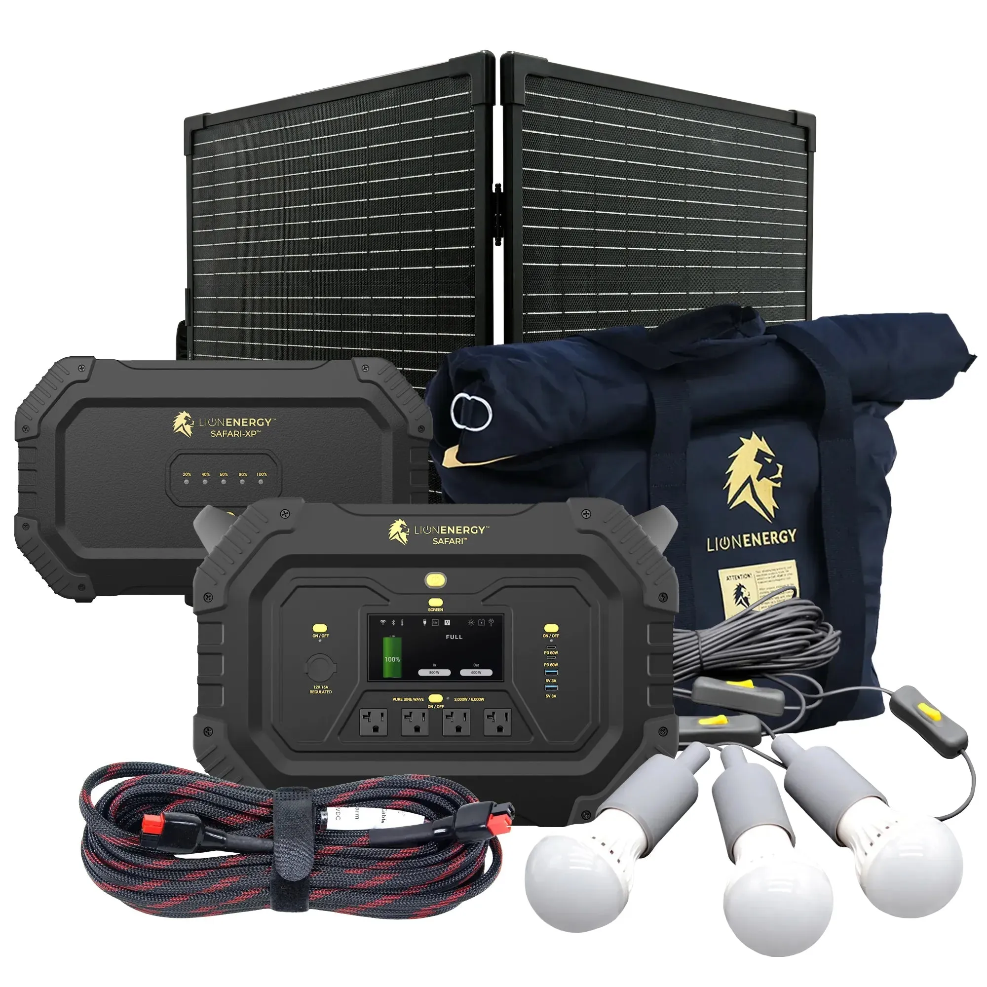 Lion Energy Safari XP - Portable Power Station Bundle