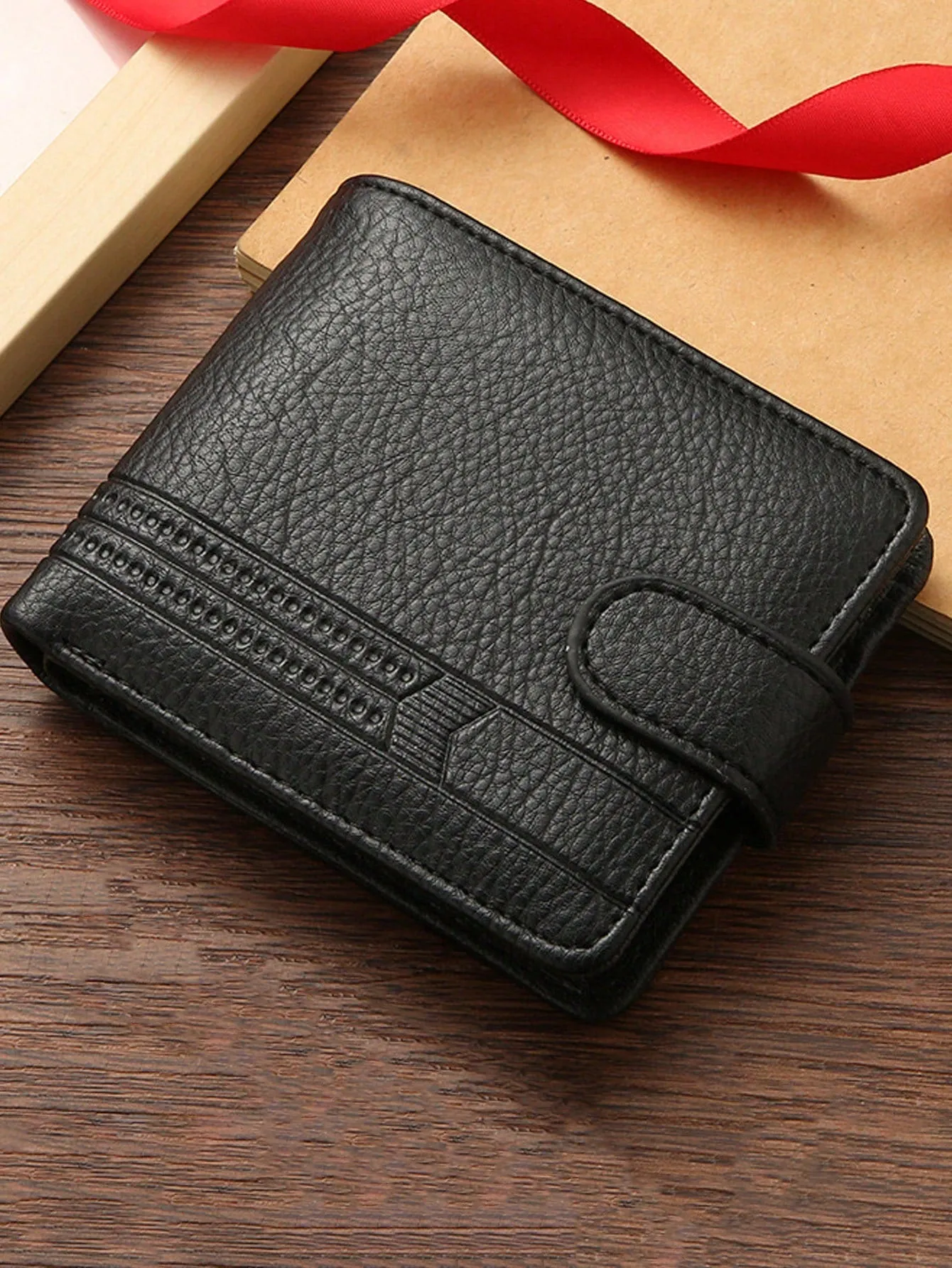 Litchi Embossed Small Wallet Pu Black Bifold Lightweight Portable,Credit Card,ID Card White-Collar Workers,For Female,For Women Holiday,For Anniversary,For Birthday Gift Gift, Accessories, Gift Gifts For Teachers