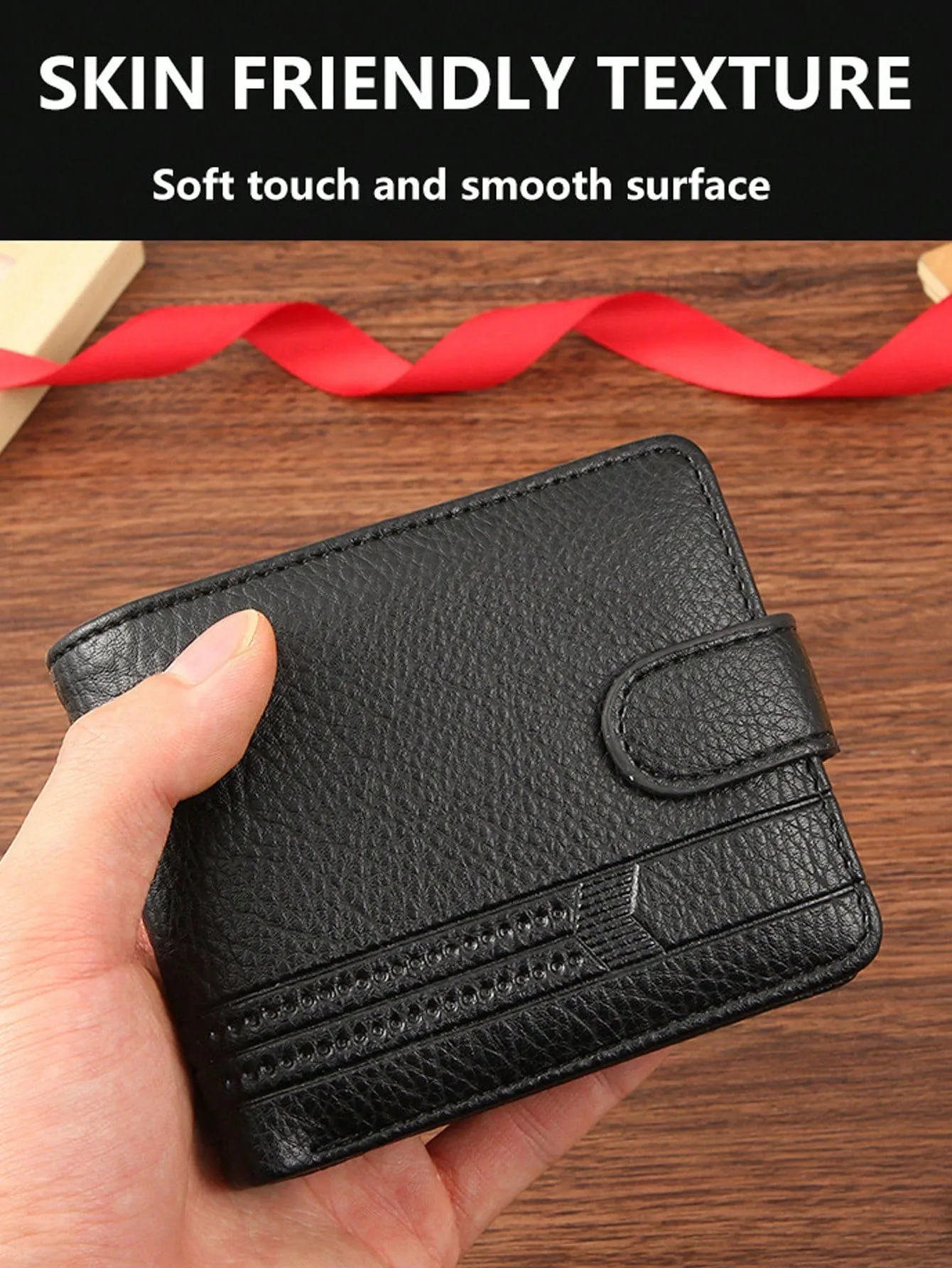 Litchi Embossed Small Wallet Pu Black Bifold Lightweight Portable,Credit Card,ID Card White-Collar Workers,For Female,For Women Holiday,For Anniversary,For Birthday Gift Gift, Accessories, Gift Gifts For Teachers