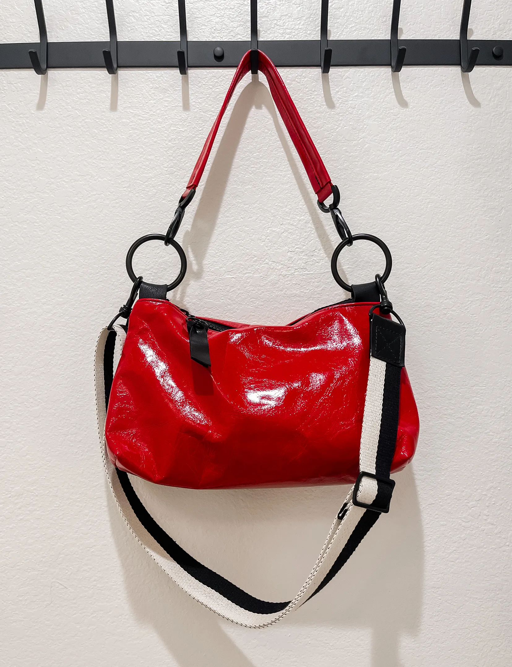 Lou Lou Shoulder Crossbody Bag, Red Patent