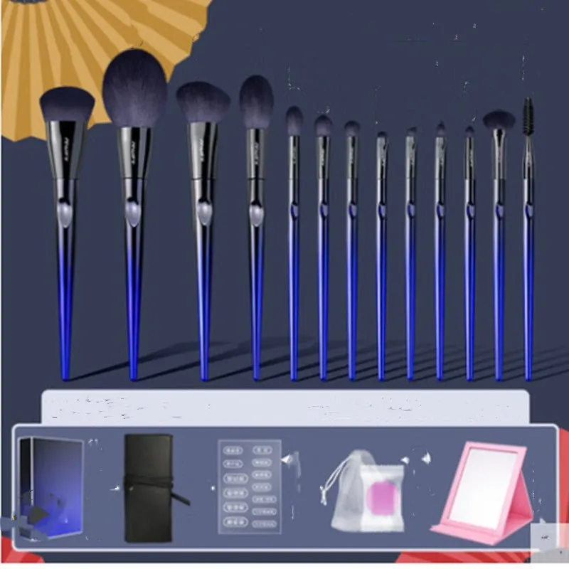 LovelyRLovely Blue Professional Enchantress 13pcs Makeup Brush Set