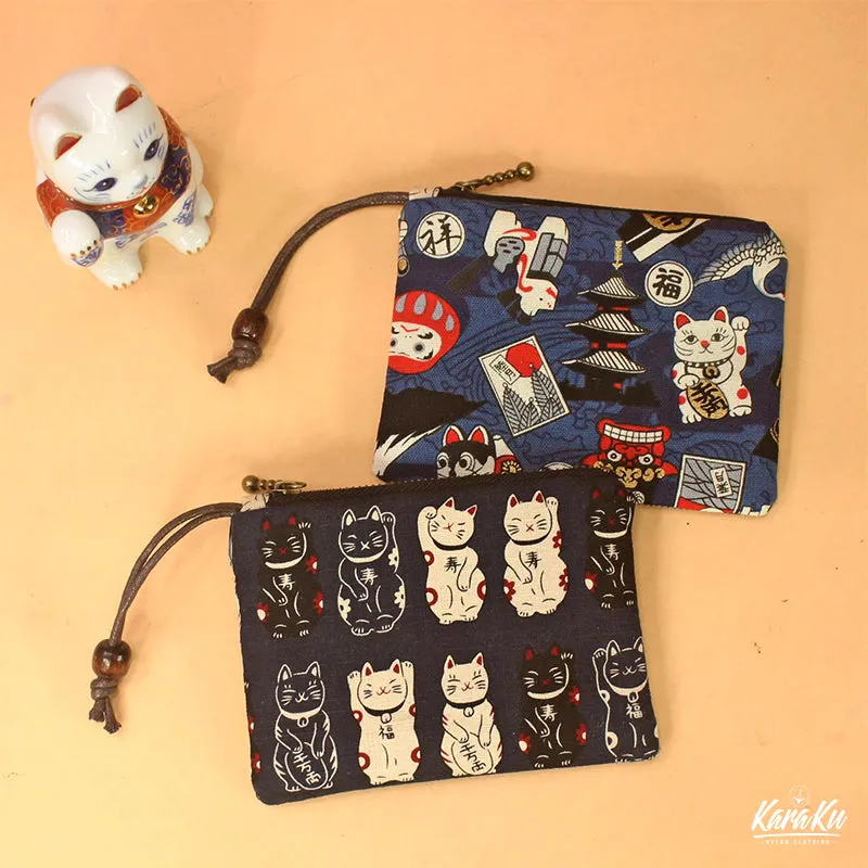 Lucky Cat Series Cotton Zippered Coin Purse