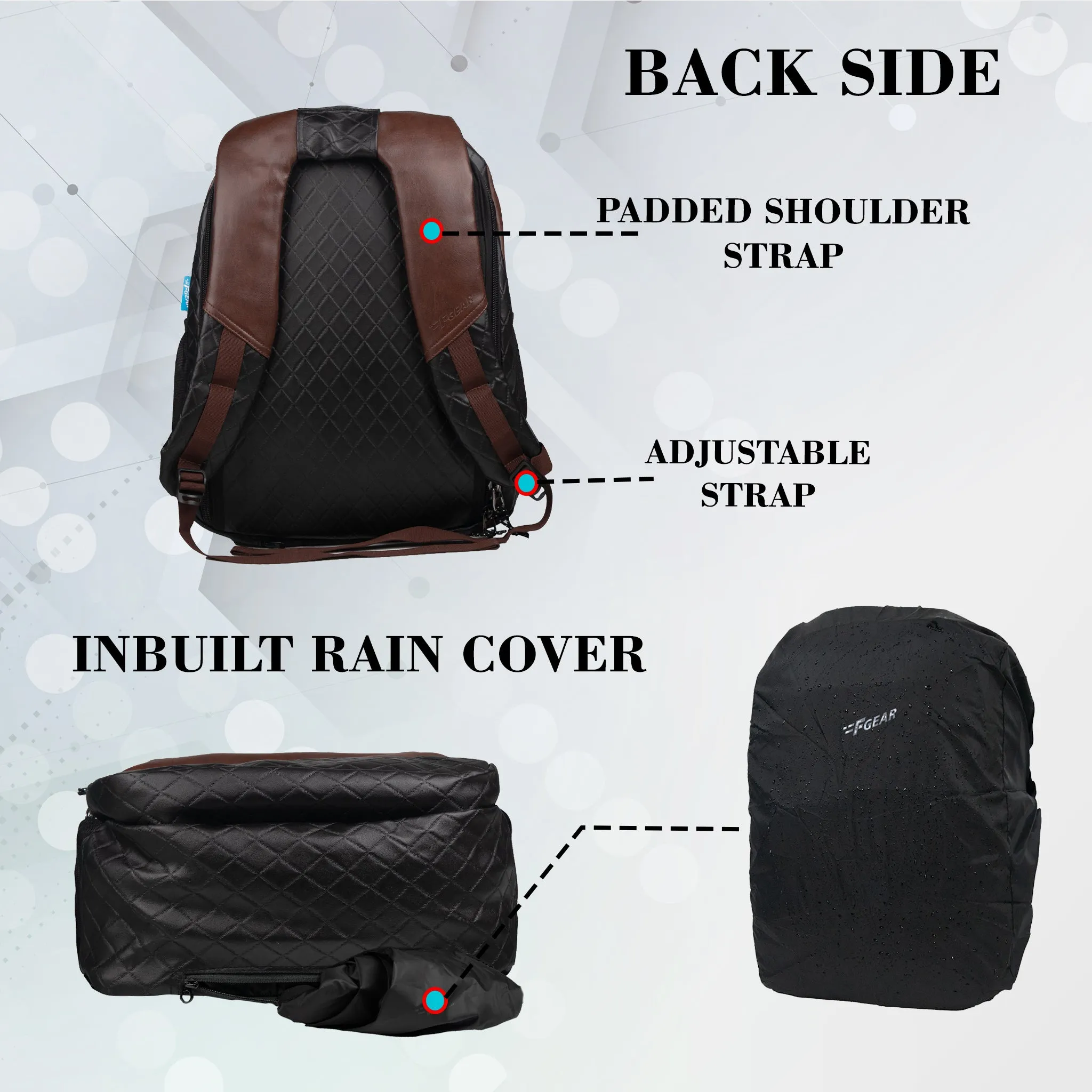 Luxur 25L Brown Anti-theft Laptop Backpack with raincover