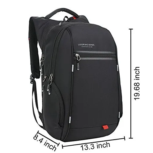 LUXUR 37L Laptop Backpack USB Charging Port Nylon Casual School Business Travel Daypack