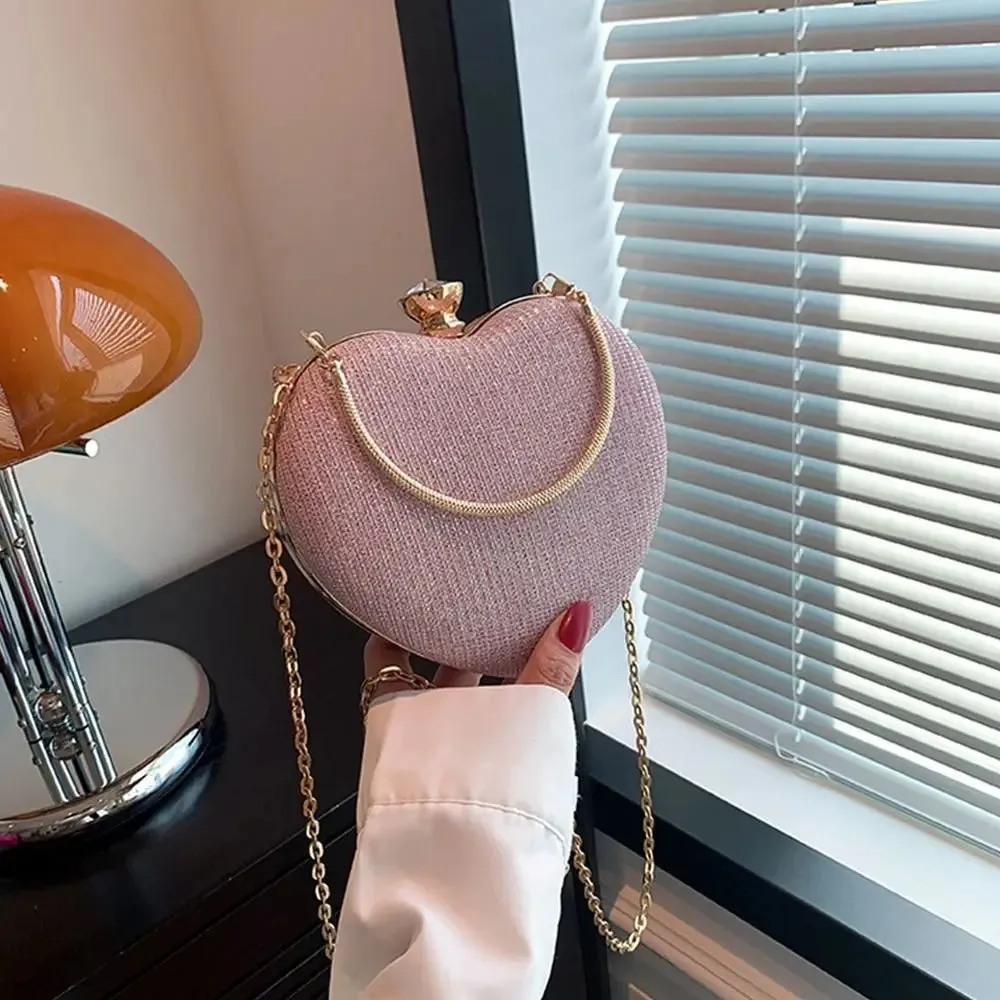 Luxury Clutch Women Bag Shiny Handbag Heart