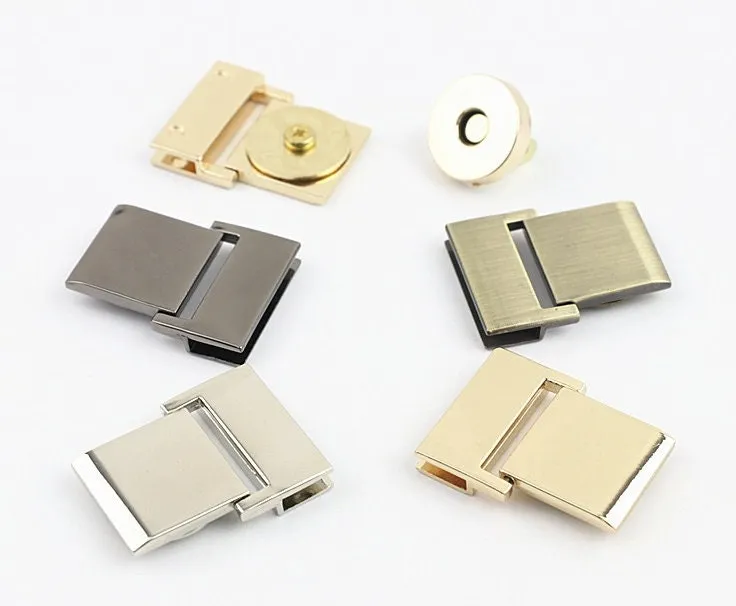 Magnetic Bag Lock Button 31mm 1 1/4" Purse Charm Organizer Luggage Hardware Black Gold Closure Small Bag Clutch Metal DIY Bulk Wholesale