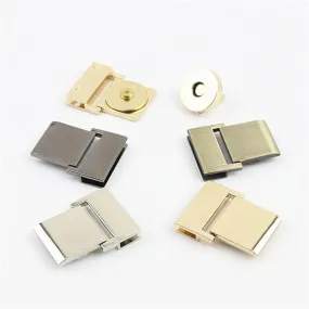 Magnetic Bag Lock Button 31mm 1 1/4" Purse Charm Organizer Luggage Hardware Black Gold Closure Small Bag Clutch Metal DIY Bulk Wholesale