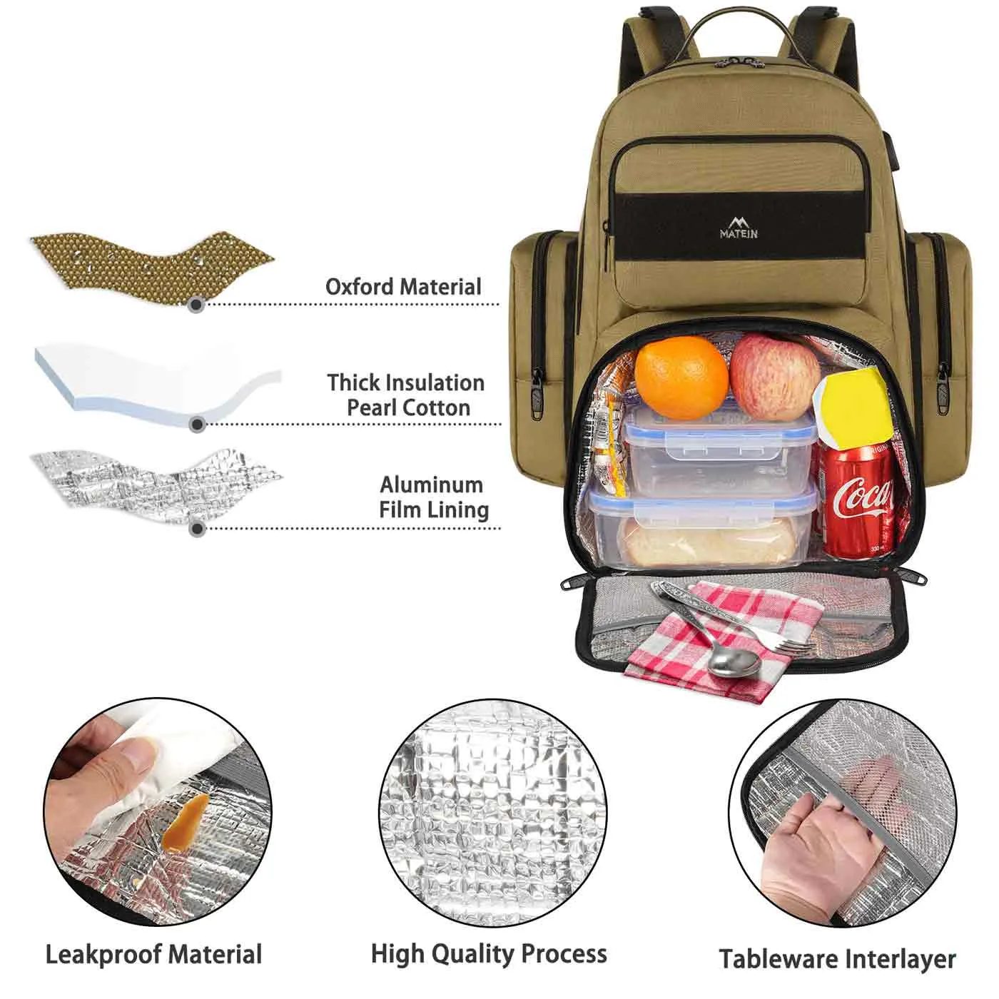 Matein Heavy Duty Backpack With Lunch Box