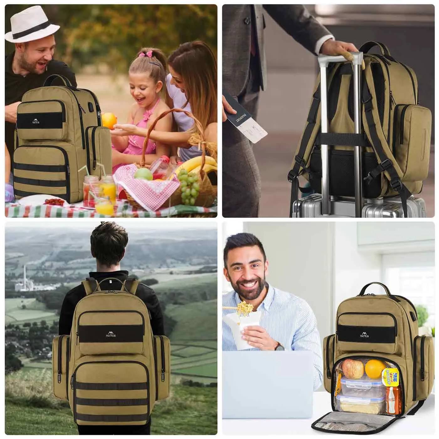 Matein Heavy Duty Backpack With Lunch Box