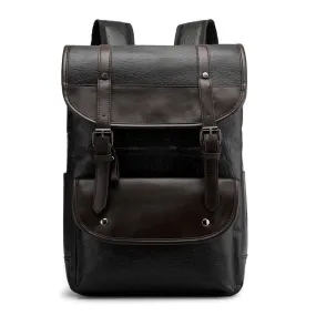 Men Anti-theft Large Capacity PU Leather Backpack Casual Vintage Shoulder Bag