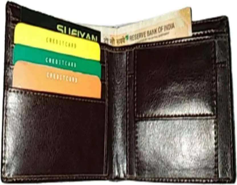 Men Casual Brown Artificial Leather Wallet - Mini (9 Card Slots)