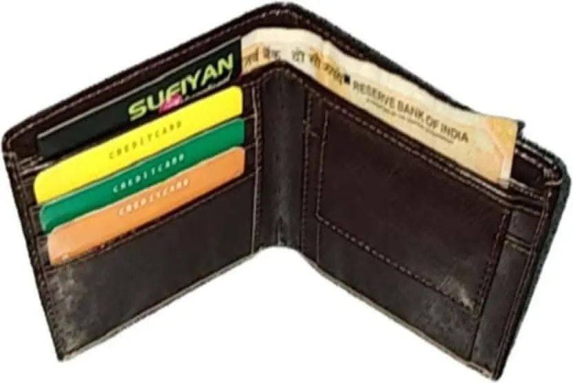 Men Casual Brown Artificial Leather Wallet - Mini (9 Card Slots)