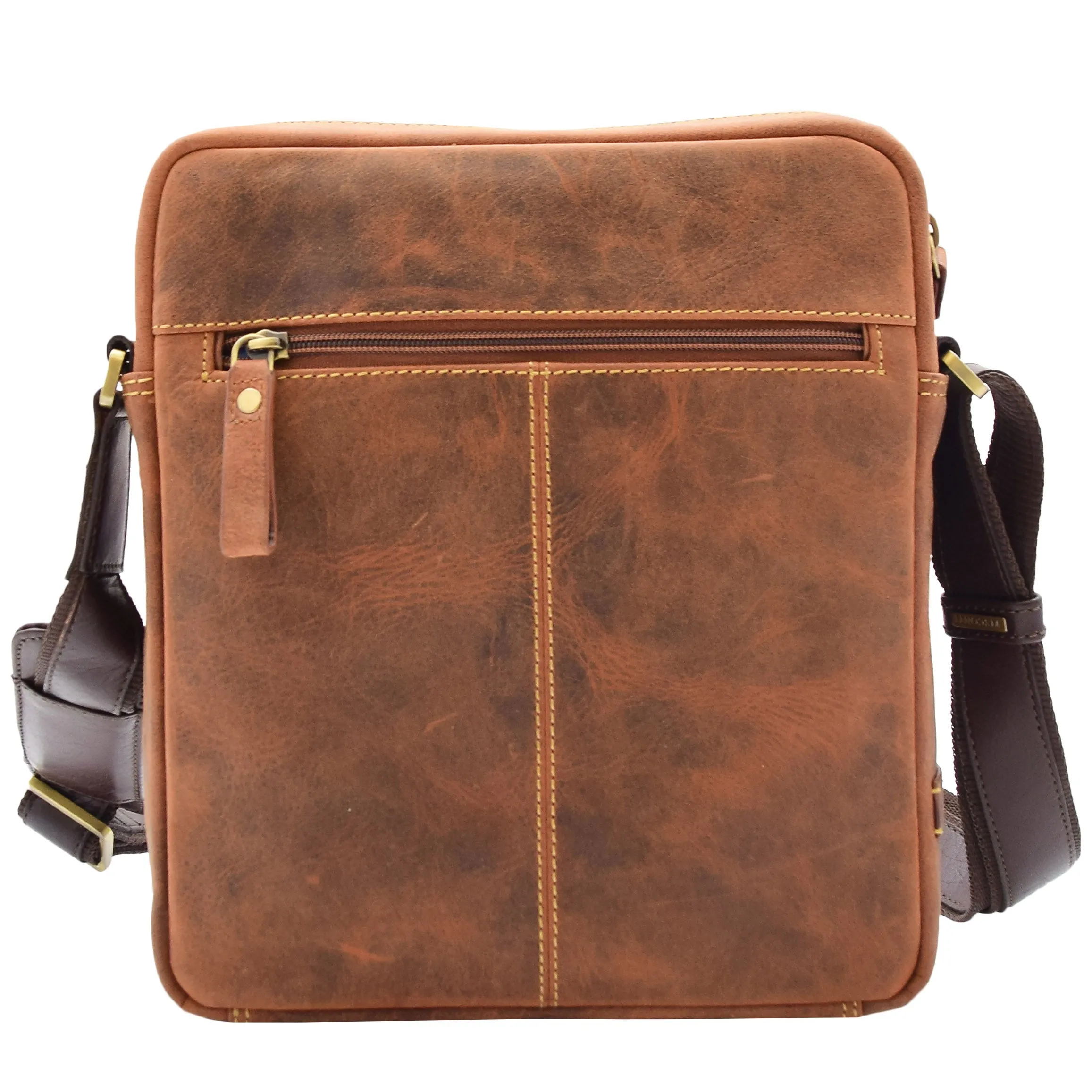 Mens Hunter Crossbody Bag Organiser Genuine Leather Multi Pockets São Paulo Tan