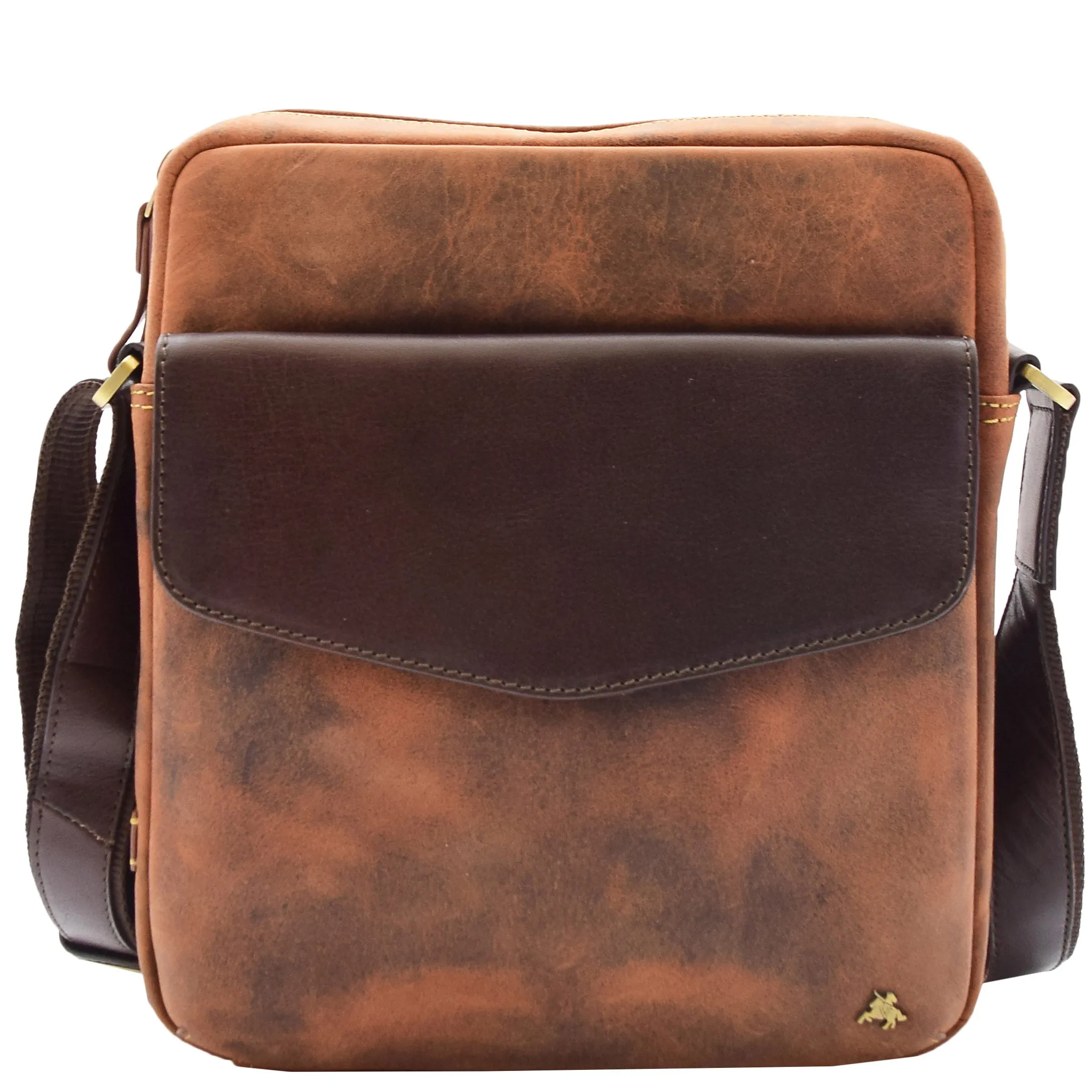 Mens Hunter Crossbody Bag Organiser Genuine Leather Multi Pockets São Paulo Tan