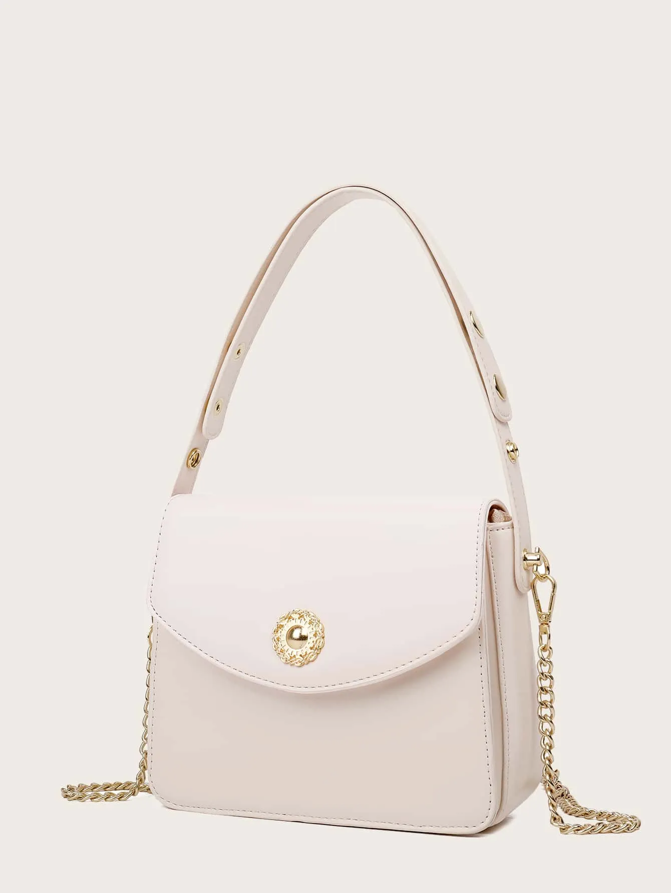 Metal Detail Flap Shoulder Bag