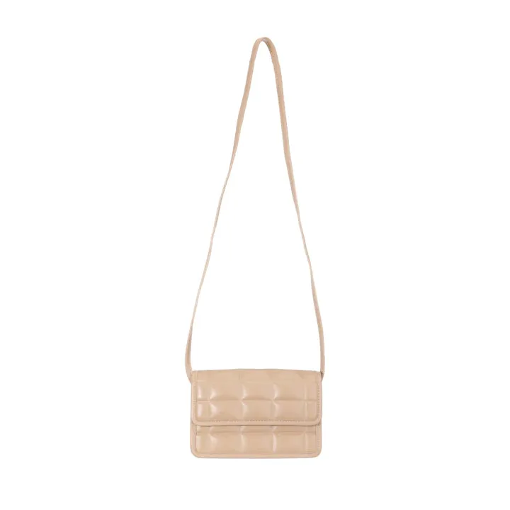 MINISO Rectangle Embossed Flap Crossbody Shoulder Bag (Apricot)