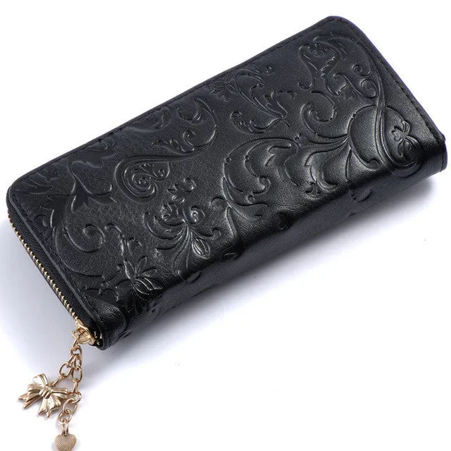 Miyahouse Fashion Genuine Leather Women Long Purse Flower Embossing Female Zipper Wallet Money Clips Woman Cards Purse