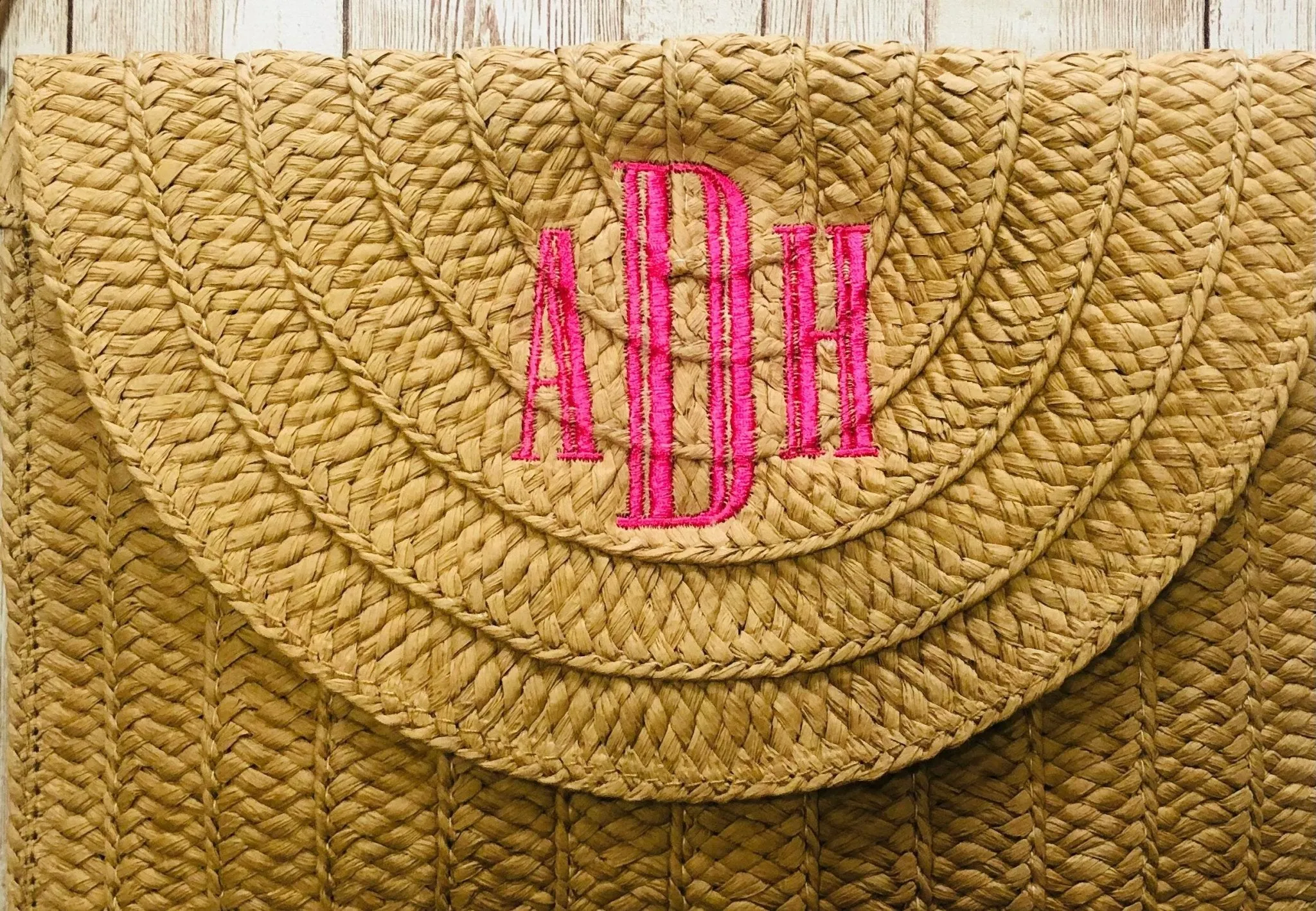 Monogram Summer Beach Straw Crossbody Wristlet Purse  Gift