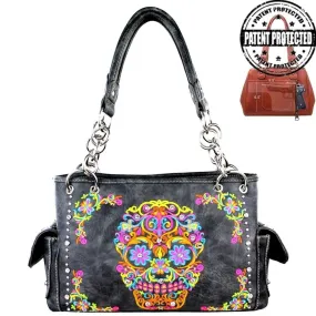 Montana West® Gray Bling Sugar Skull Concealed Carry Purse