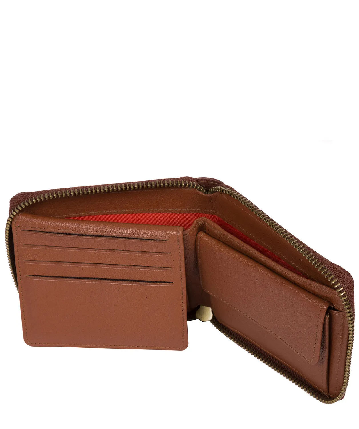 'Morrison' Conker Brown Zip Round Leather Wallet