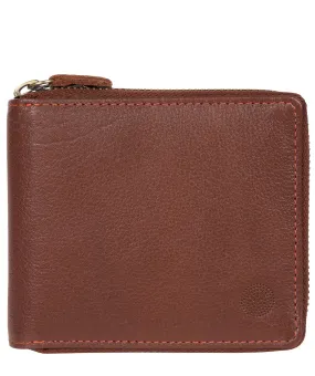 'Morrison' Conker Brown Zip Round Leather Wallet