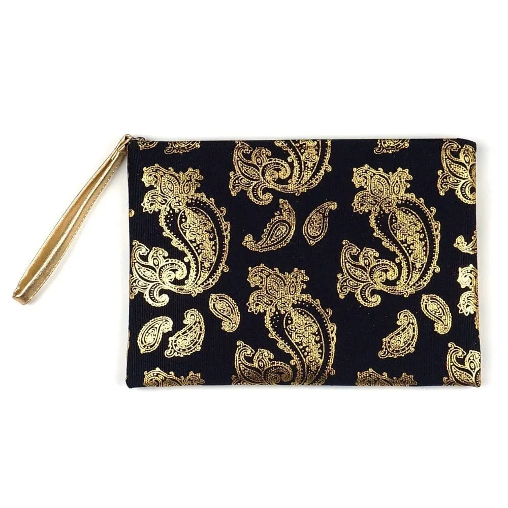 MP0126 Gold Foil Paisley Pouch/Make-up Bag