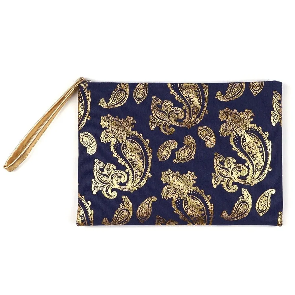 MP0126 Gold Foil Paisley Pouch/Make-up Bag