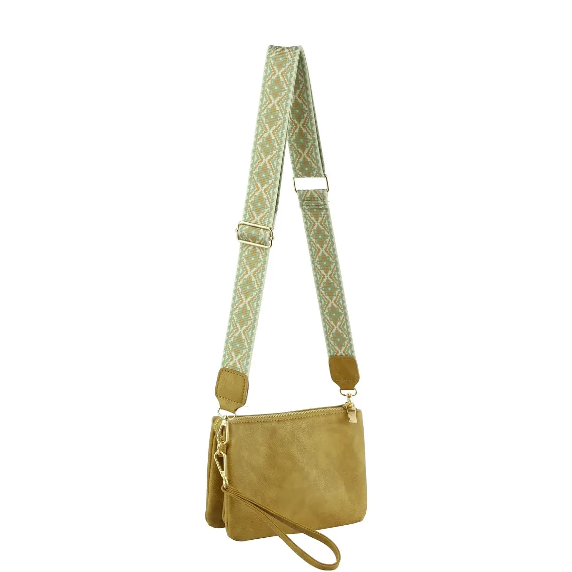 Multi Compartment Crossbody Bag With Guitar Strap