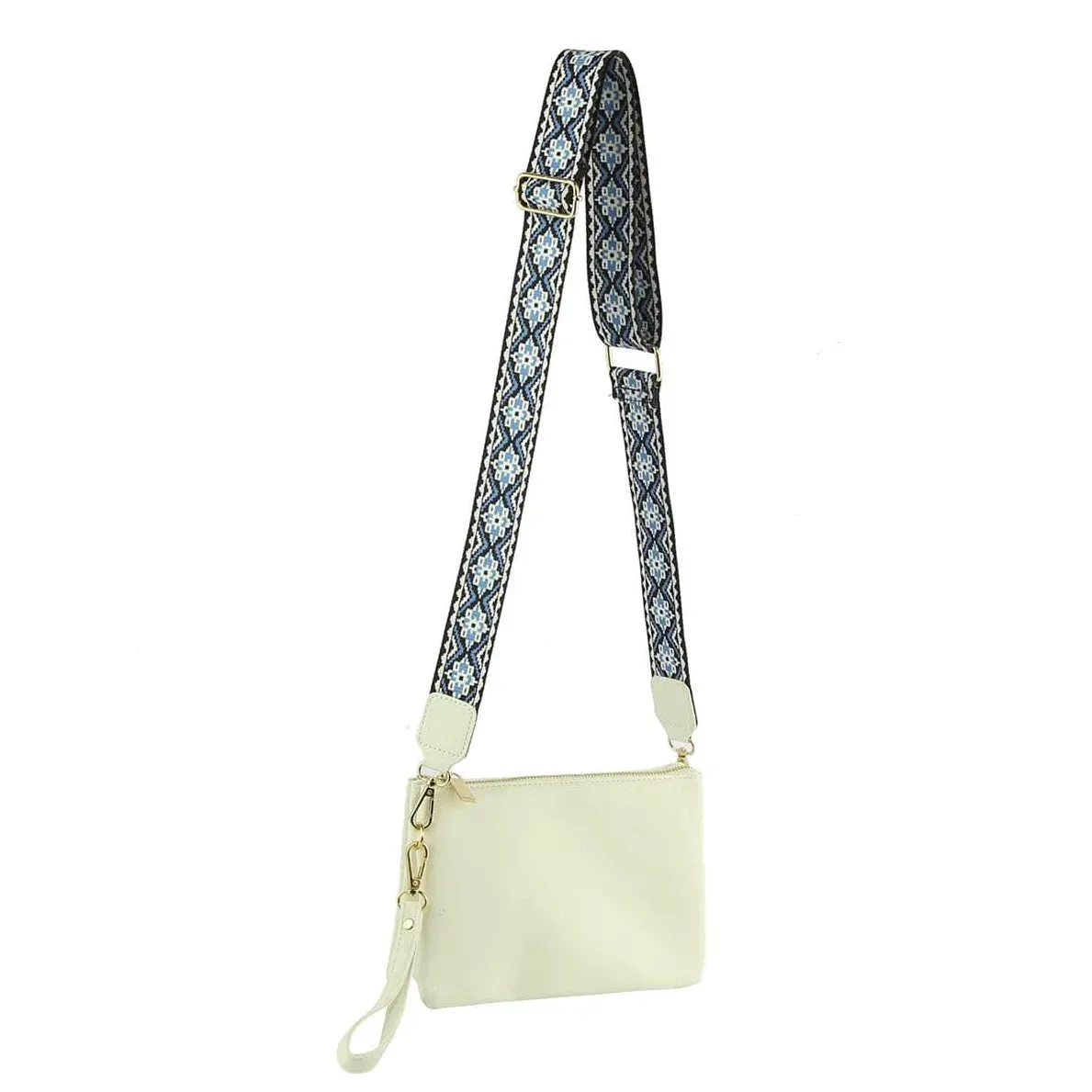 Multi Compartment Crossbody Bag With Guitar Strap