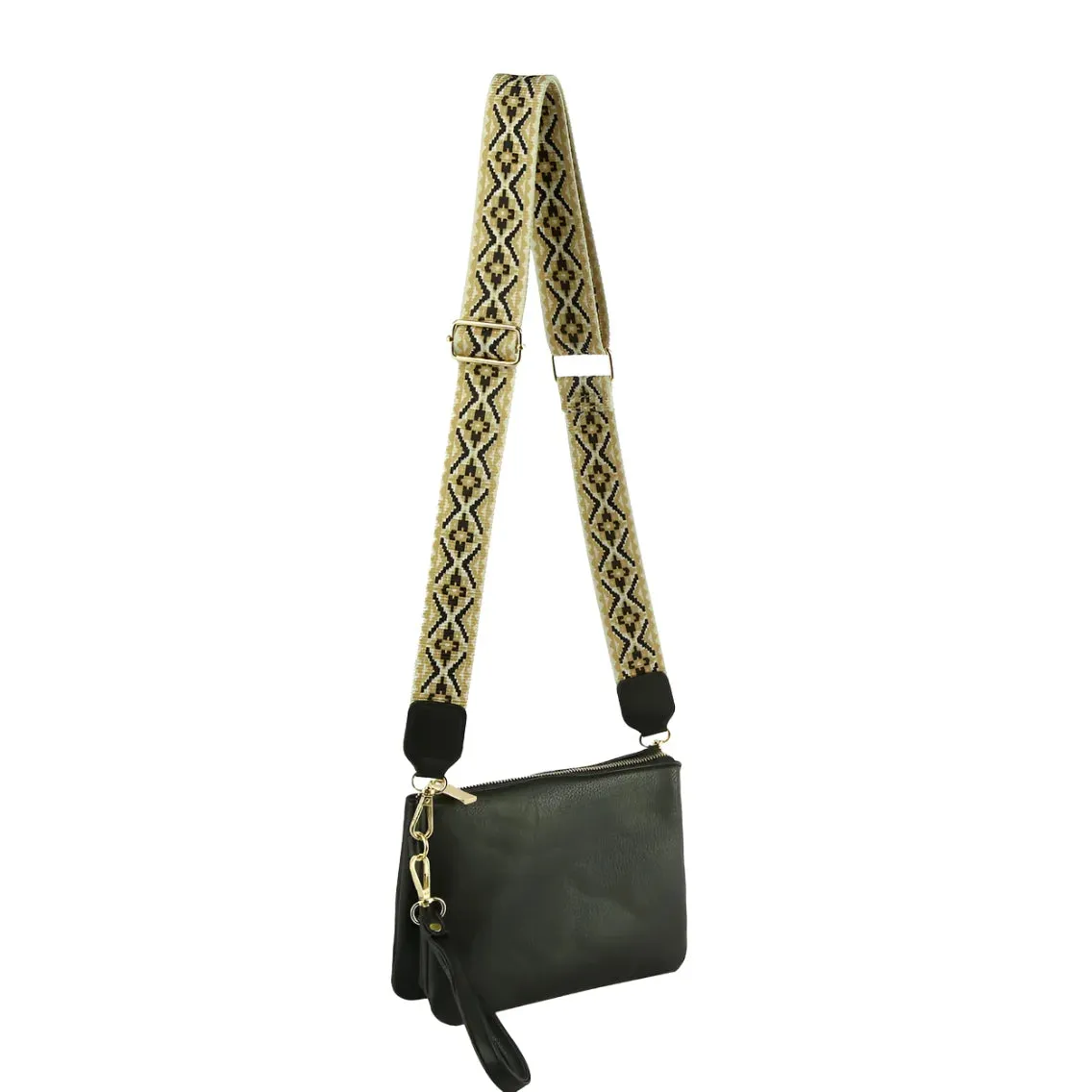 Multi Compartment Crossbody Bag With Guitar Strap