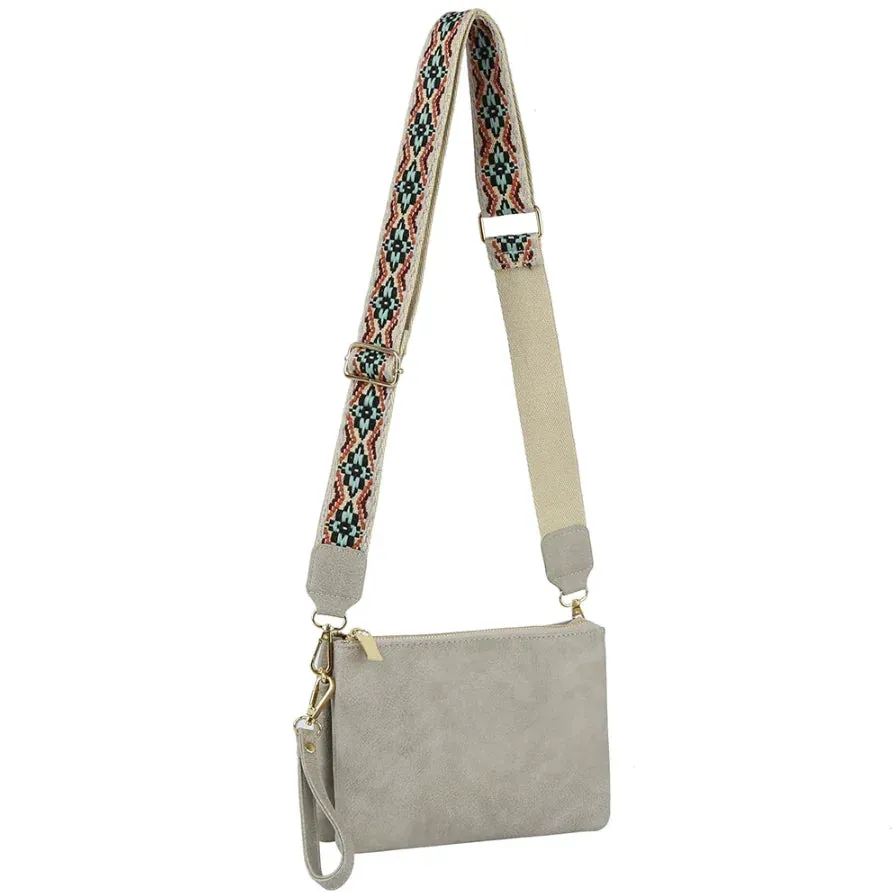 Multi Compartment Crossbody Bag With Guitar Strap