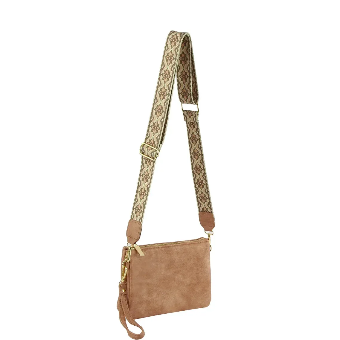 Multi Compartment Crossbody Bag With Guitar Strap