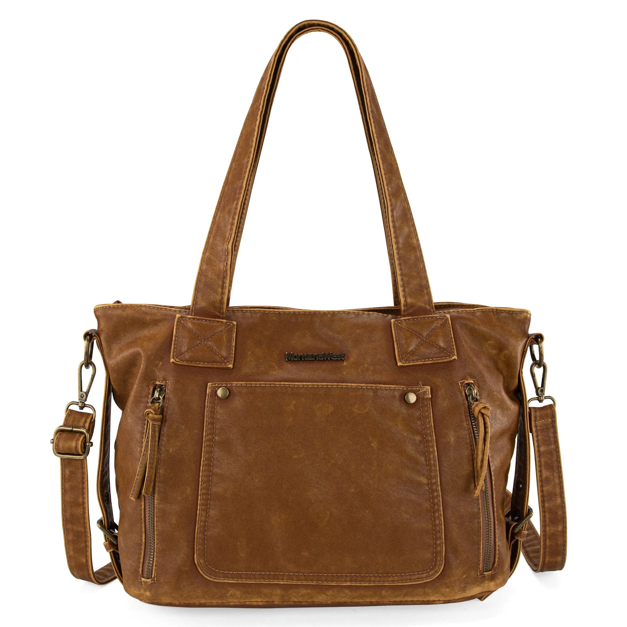 MWC-224 Montana West Stone Wash Carry-All  Tote /Crossbody - Brown