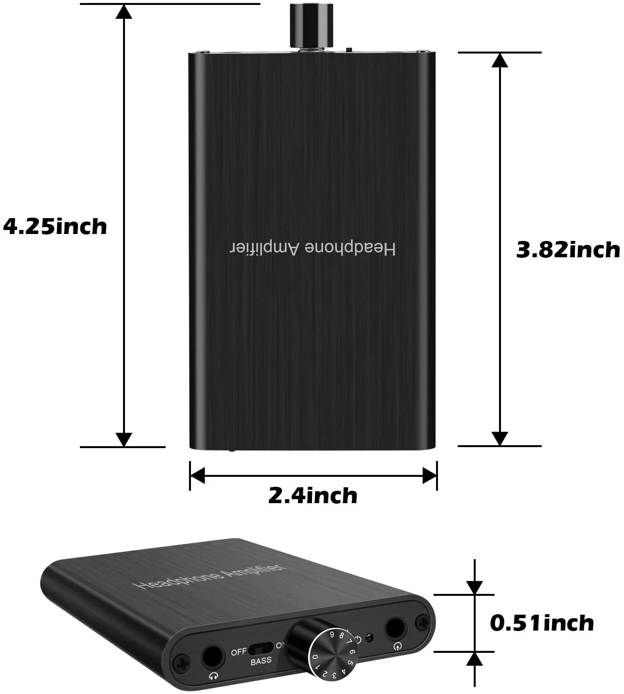 MYPIN Headphone Amplifier with Bass Boost, Support 3.5mm AUX and Type-C 16-600Ω Headphone -3.5mm Stereo Audio Out, GAIN, Bass for Mac, Phones, iPad, M