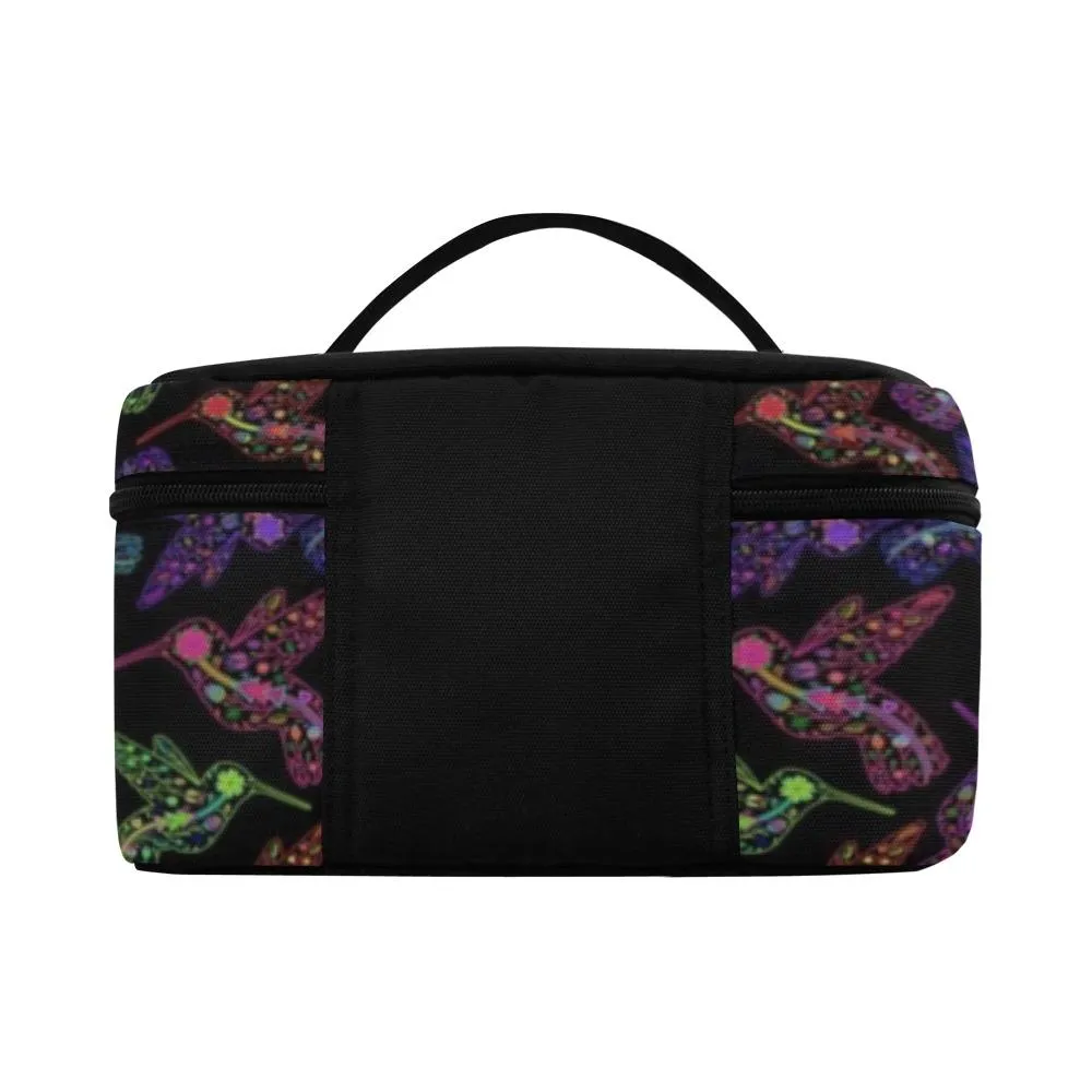 Neon Floral Hummingbirds Cosmetic Bag/Large