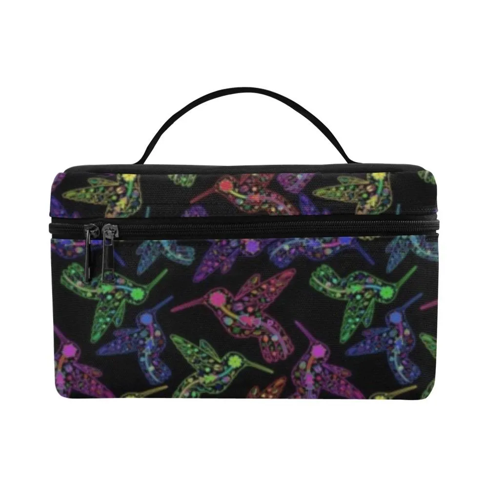 Neon Floral Hummingbirds Cosmetic Bag/Large