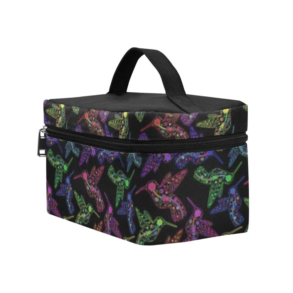 Neon Floral Hummingbirds Cosmetic Bag/Large