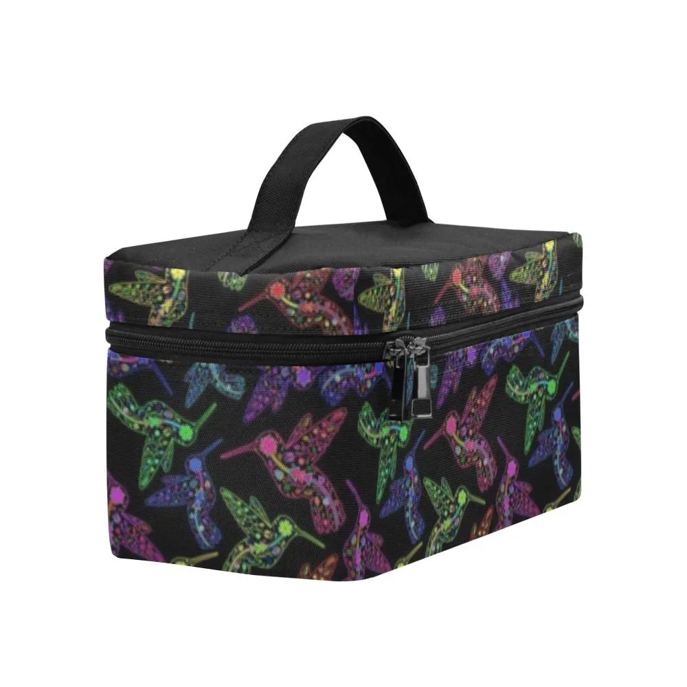 Neon Floral Hummingbirds Cosmetic Bag/Large