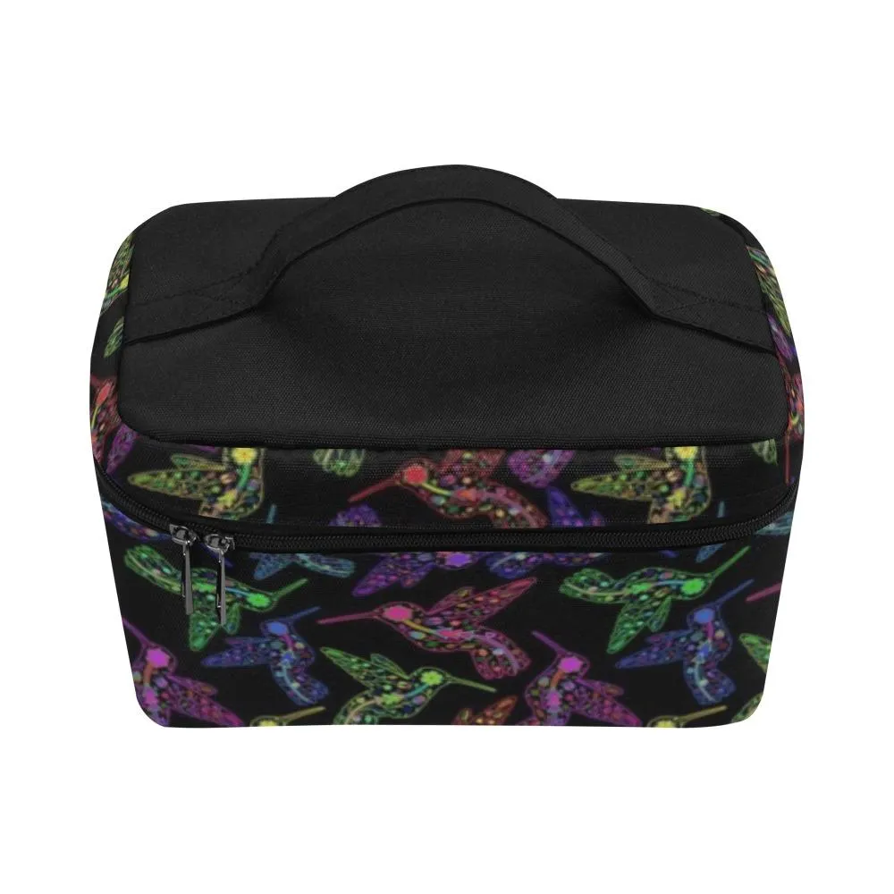 Neon Floral Hummingbirds Cosmetic Bag/Large