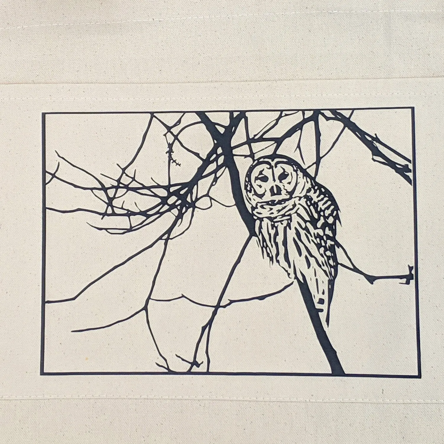 Owl on branch Cotton Canvas Tote Bag