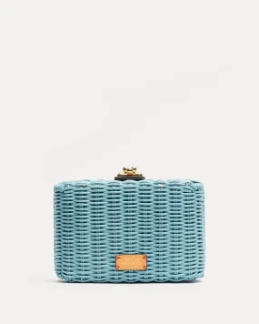 Paige Wicker Box Clutch Light Blue