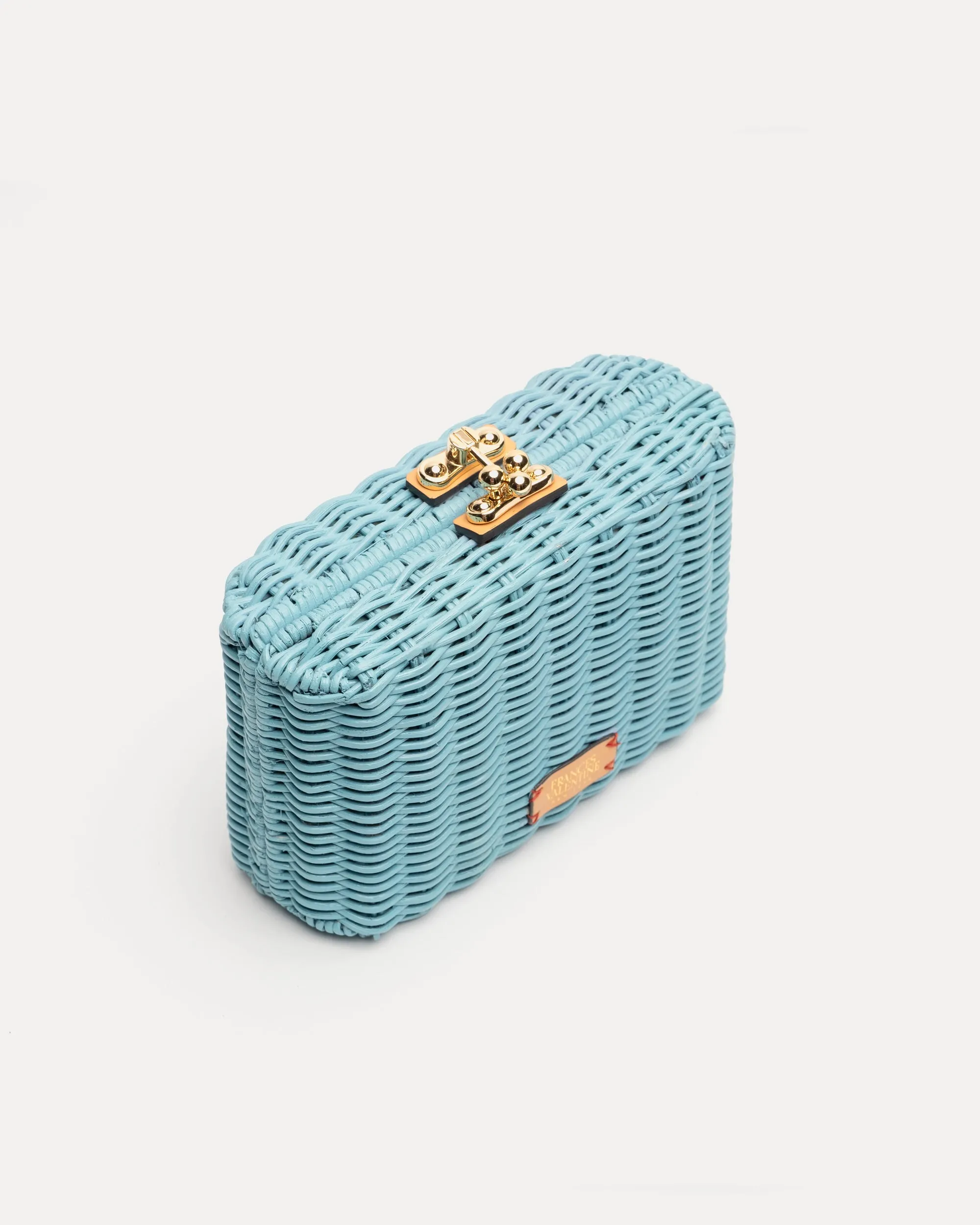 Paige Wicker Box Clutch Light Blue